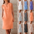 thumbnail image 1 of Kctiaxy Summer Dresses for Women Crew Neck Sleeveless Tank Dress Casual Front Button Mid Length Dresses with Pockets, 1 of 5