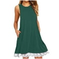 thumbnail image 1 of Kctiaxy Sundresses for Women Crew Neck Sleeveless Mini Summer Dress with Pockets Soild Color Fashion Lace Hem Loose Fits Casual Dress, 1 of 3