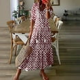 thumbnail image 1 of Kctiaxy Sundresses for Women Fashion Casual V Neck Short Sleeve Maxi Dresses Loose Fits Printed Flowy Beach Dresses Mothers Day Gifts, 1 of 8