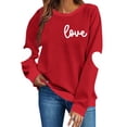 thumbnail image 1 of Kctiaxy Sweatshirt for Women Fashionable Casual Crewneck Sweatshirt Long Sleeve Loose Fitting Tops Solid Color Printed Hoodless Sweatshirts, 1 of 5