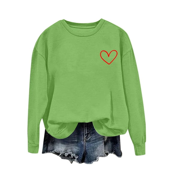 Kctiaxy Sweatshirts for Women Hoodless PulLove valentines sweatshirt Fashionable Round Neck Lightweight Tops Casual Long Sleeve Shirts