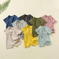 thumbnail image 1 of Kctiaxy Toddler Baby Girl Romper Short Sleeve Round Neck T-Shirt Jumpsuits Button Up Solid Color Thin Summer Causal Cute Breathable Onesie Outfits 0-24 Monthss, 1 of 5