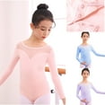 thumbnail image 1 of Kctiaxy Toddler Dance Leotard for Girls Long Sleeve Cre W Neck Ballet Leotards Dance Outfits Solid Color Summer Training One-piece Performance Clothes 3-15 Yearss, 1 of 7