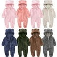 thumbnail image 1 of Kctiaxy Toddler Girl Clothes Baby Boy Romper Long Sleeve Cre W Neck Fleece Lined Onesie Outfits Zipper Printed Hodded Jumpsuit Warm Fall Winter Baby Clothes 0-9 Monthss, 1 of 7