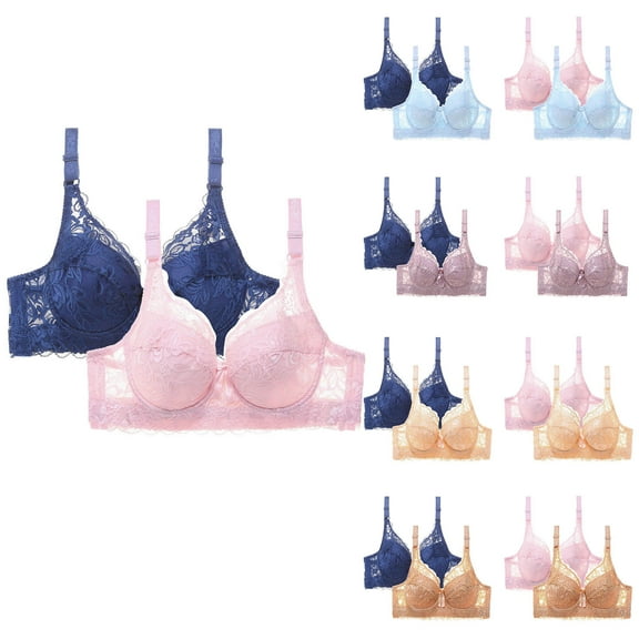 Kctiaxy Underwire Bras for Women 2 Pcs Push Up Bars Supportive Minimizer Solid Color Comfortable and Breathale Everyday Bars Underwear Summer Deal