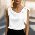 thumbnail image 1 of Kctiaxy White Womens Tank Tops Solid Color V Neck Sleeveless T Shirts Blouse Casual Satin Bow Strap Tank Summer Trendy Clothes L, 1 of 7