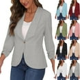 thumbnail image 1 of Kctiaxy Womens Blzaers Long Sleeve Lape L Collar Causal Suit Jacket Solid Color One Button Blzers Slim Fit Lightweight Wedding Business Suit Coat, 1 of 9
