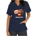 thumbnail image 1 of Kctiaxy Womens Scrubs Fashionable Print Graphic Thanksgiving Scrub Tops Women Casual Short Sleeve V-Neck Shirts with Double Pockets, 1 of 7