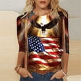 thumbnail image 1 of Cloaraye Womens Summer Tops 3/4 Sleeve Tee Shirts Casual Loose Round Neck Basic Patriotic Blouses - Independence Day Clothing, 1 of 4