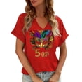 thumbnail image 1 of Kctiaxy Womens T Shirts V Neck Short Sleeve Summer Tops Casual Loose Fitting Comfy Pullover Top Funny Carnival Graphic Tees Blouse, 1 of 6
