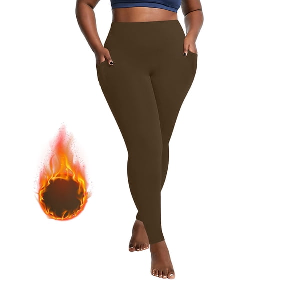 Kctiaxy Womens Yoga Pants Oversized Velvet Warm Solid Color High Waist Workout Pants Comfy Drying Stretchy Slim Fitting Fitness Long Pants with Pockets