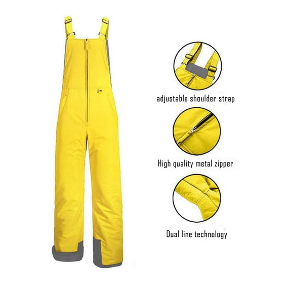Kctiaxy Yellow Snow Pants Womens Thickened Warm Solid Color Ski Long pants Men Women Windproof Waterproof Straight Leg Ski Suits Overalls M