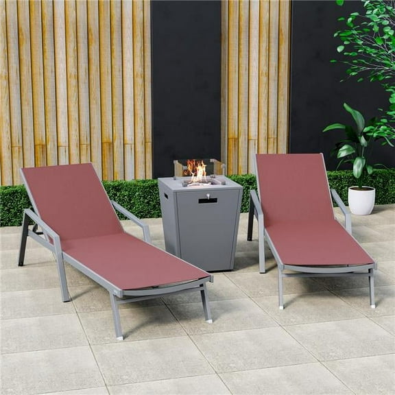 Kd Americana Marlin Modern Aluminum Armchair Outdoor Chaise Lounges Set of 2" Multicolor