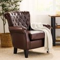 thumbnail image 1 of Kd Chestnut Leather Chair - Stitching, Rolled Arms And , Supported By Birch Wood Legs For Living Room Seat Stylish Tufting, Comfortable Arms, Stable Home Decor Or Study, 1 of 6