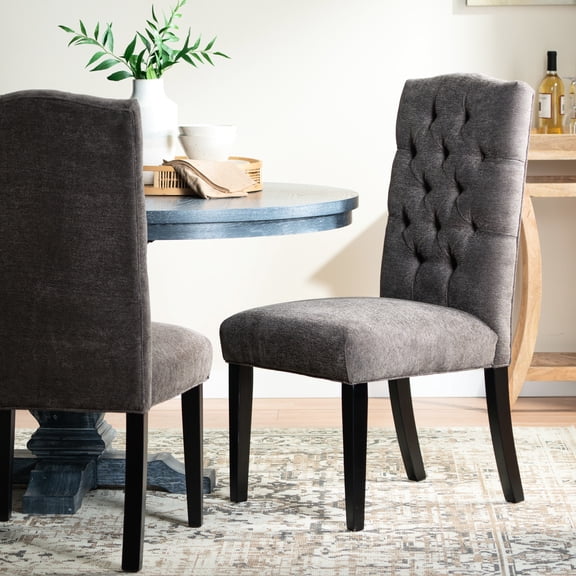 Kd Dining Chairs (2 Pcs) - Dark Grey, Neutral Color Choice Grey Fabric Pcs ) , Enhance Your Table Setup