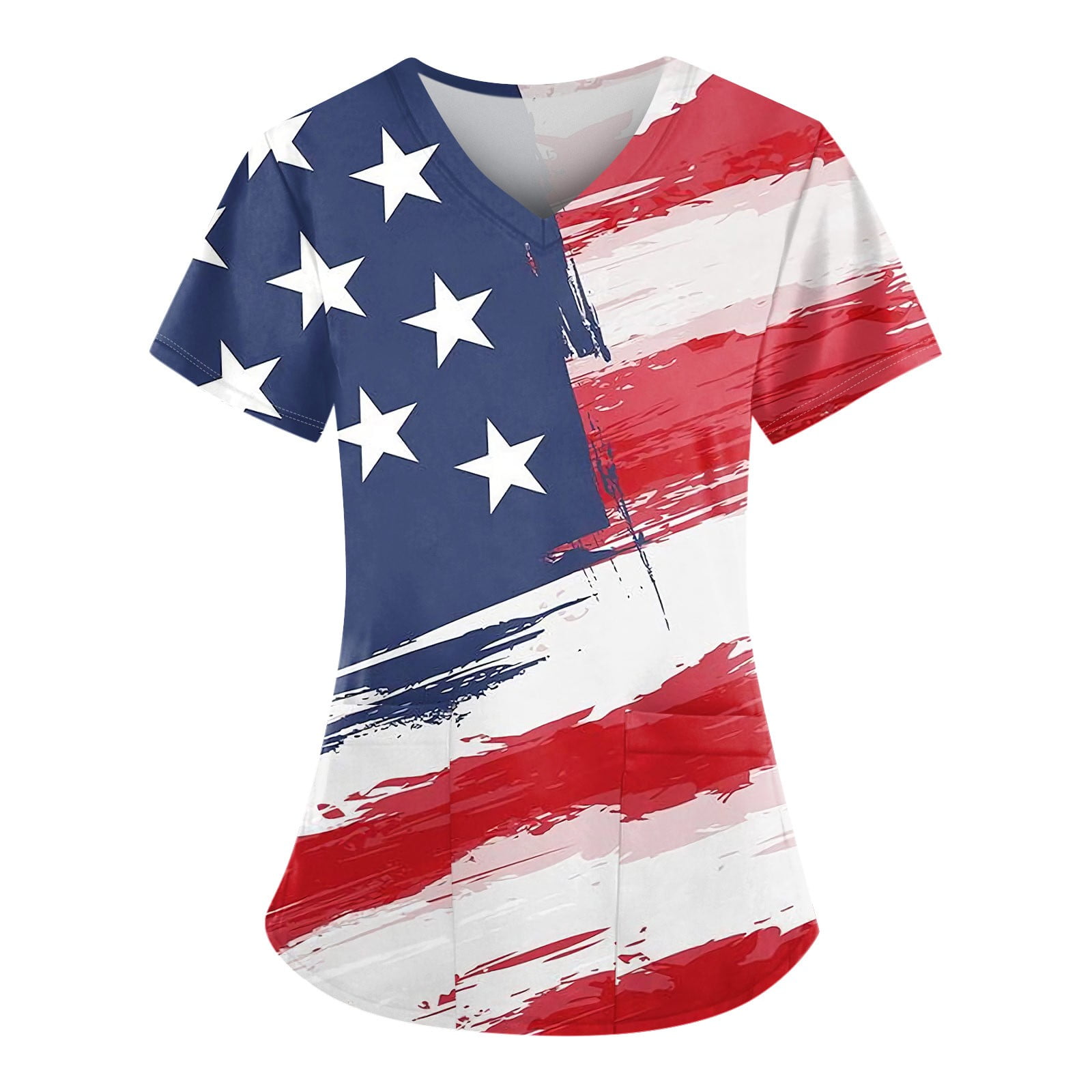Kddylitq 4th Of July Loose Fit Scrub Tops for Women Independence Day