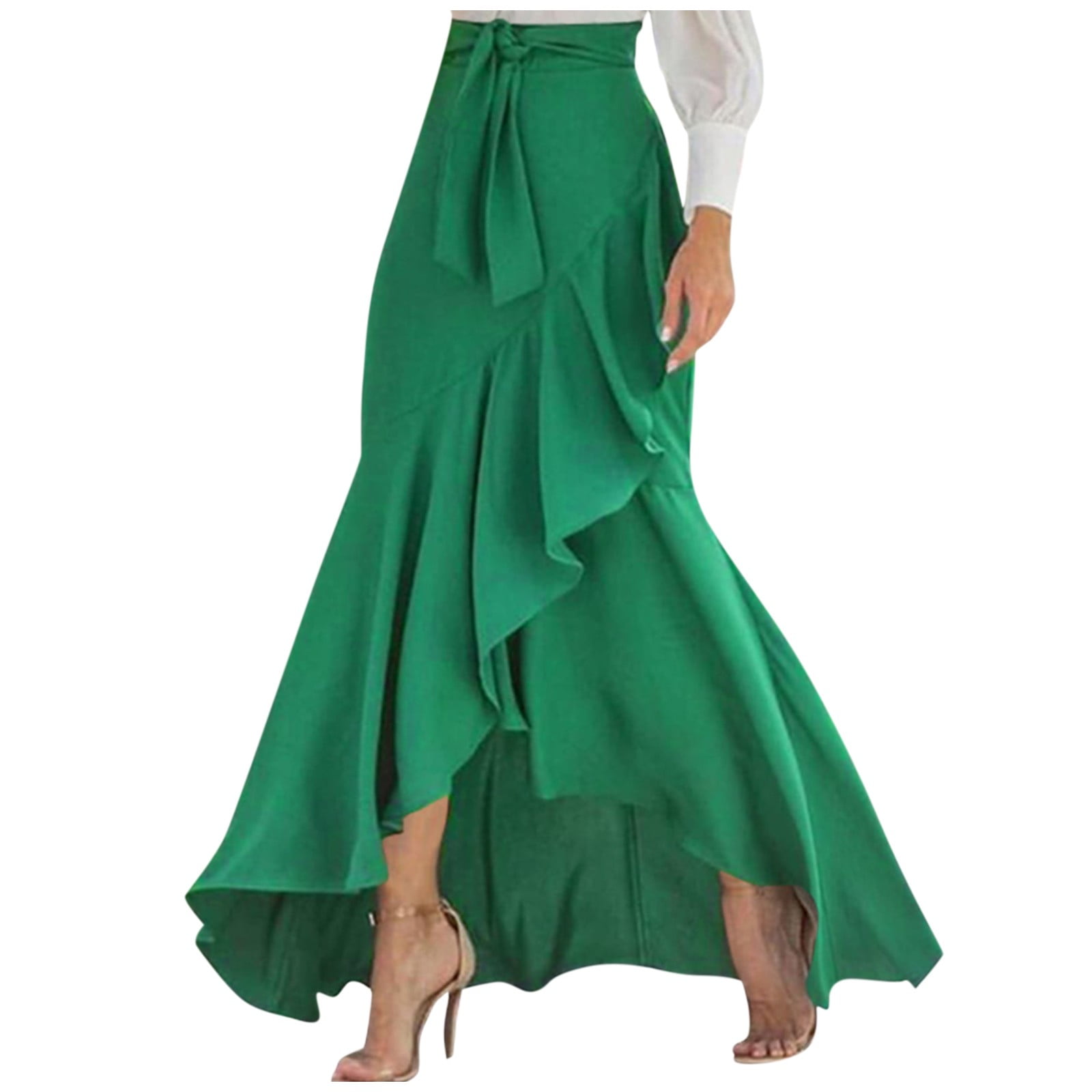Kddylitq Boho High Waisted Maxi Wrap Skirts with Slit High Kddylitq Boho High Waisted Maxi Wrap Skirts with Slit High