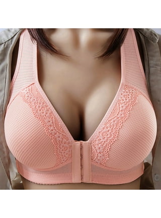 KDDYLITQ Women's Comfort Wireless Bra Push Up Unpadded Lace Full Coverage  Underwire Bras Plus Size Bra for Heavy Breast Beige 36D