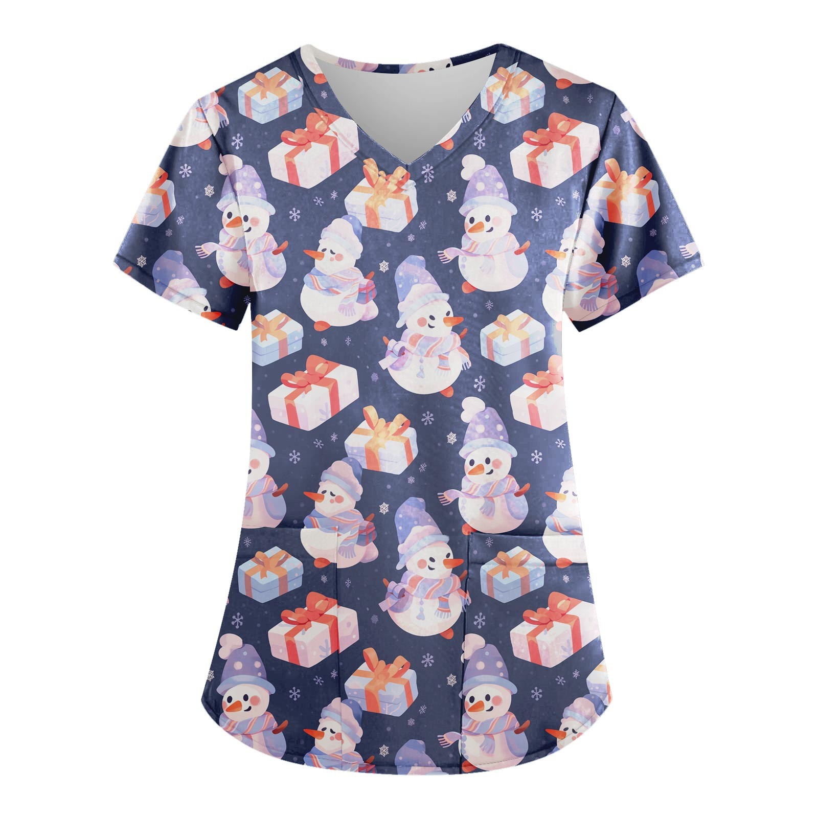 Kddylitq Christmas Design Scrub Jackets for Women Nursing Uniform Xmas