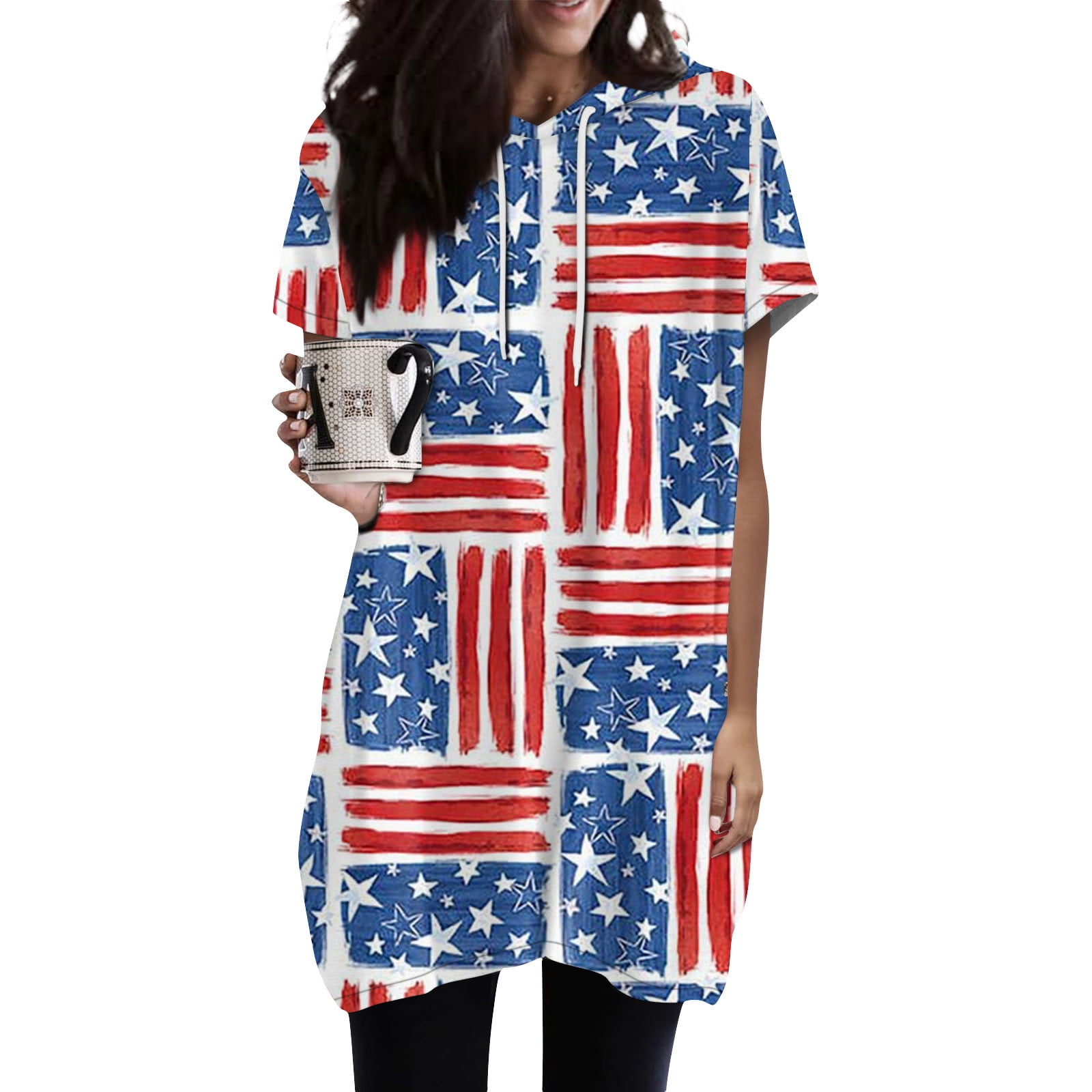 Kddylitq Drawstring Patriotic Hoodies for Women Stars Striped ...