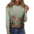 thumbnail image 1 of Kddylitq Fall Blouses For Women 2023 Trendy Green Cozy Plus Size Pullover Graphic Women Flannel Shirts Floral Print Crew Neck Printed Blouses Long Sleeve Trendy Flowers Oversized Tops 3XL, 1 of 4