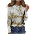 thumbnail image 1 of Kddylitq Fall Womens Shirts Yellow Funny Gradient Oversized Graphic Long Shirts For Women Pullover Crew Neck Marble Tops Printed Comfy Long Sleeve Plus Size Blouses L, 1 of 4