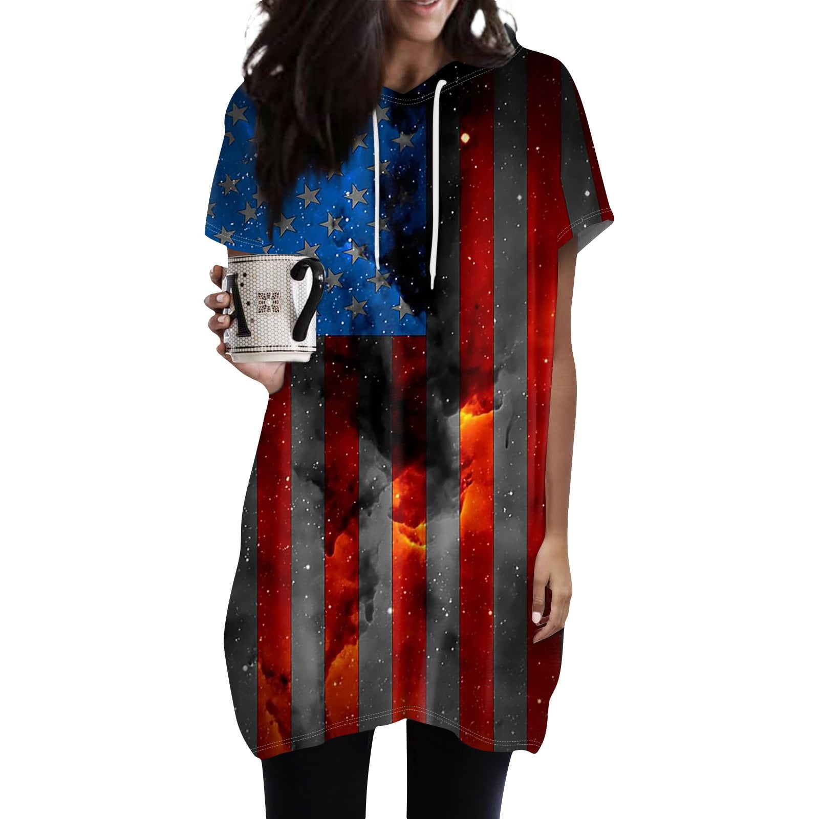 Kddylitq Hooded American Flag Hoodies for Women Stars Striped 4th Of ...