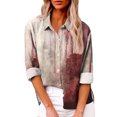 thumbnail image 1 of Kddylitq I'm Fine Shirt for Women Cotton Linen Horror Blood Print Collared Button Down V Neck Long Sleeve Gauze Halloween Shirts 2024 Casual Work Clothing Beige 2XL, 1 of 5