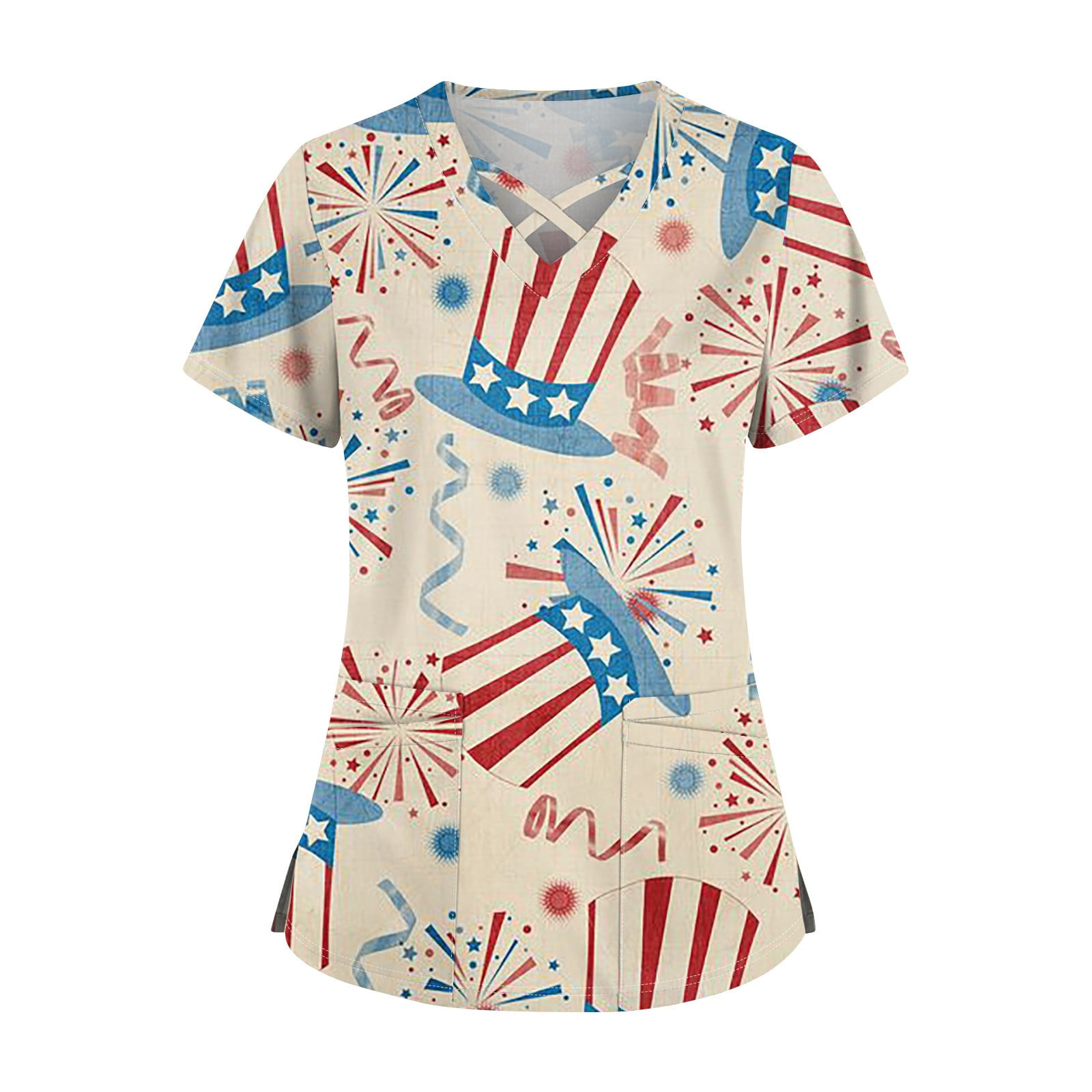Kddylitq Independence Day Loose Fit Scrub Tops for Women 4th Of July