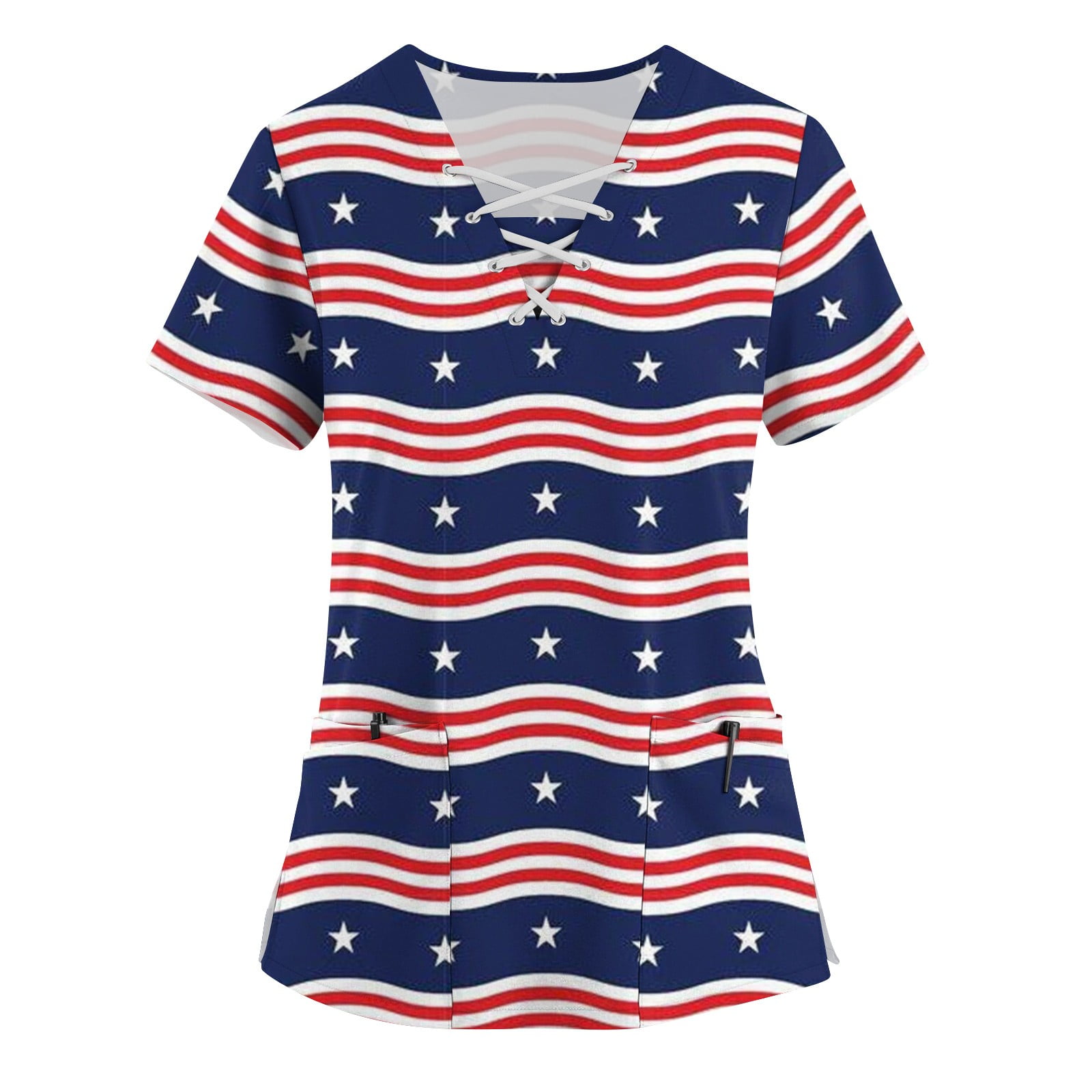 Kddylitq Independence Day Loose Fit Scrub Tops for Women 4th Of July