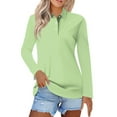 thumbnail image 1 of Kddylitq Long Sleeve Polo Shirts For Women Collared Wicking Summer Shirts Lightweight Loose Vintage Tops Light Green 3XL, 1 of 5