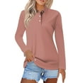 thumbnail image 1 of Kddylitq Long Sleeve Polo Shirts For Women Collared Wicking Summer Shirts Lightweight Loose Vintage Tops Watermelon Red M, 1 of 5