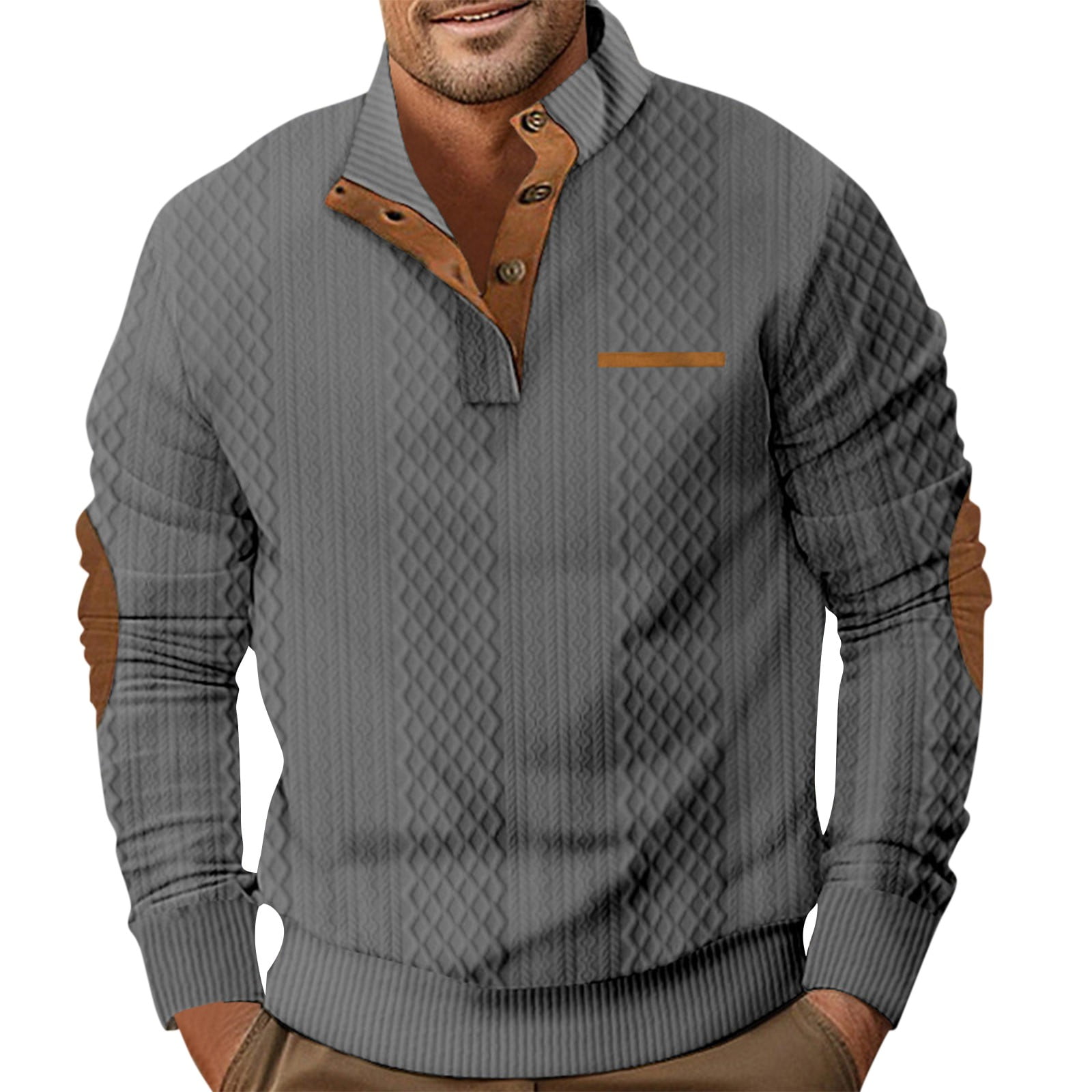Kddylitq Mens Button Down Knit Shirt Mock Neck Dressy Henley Mens