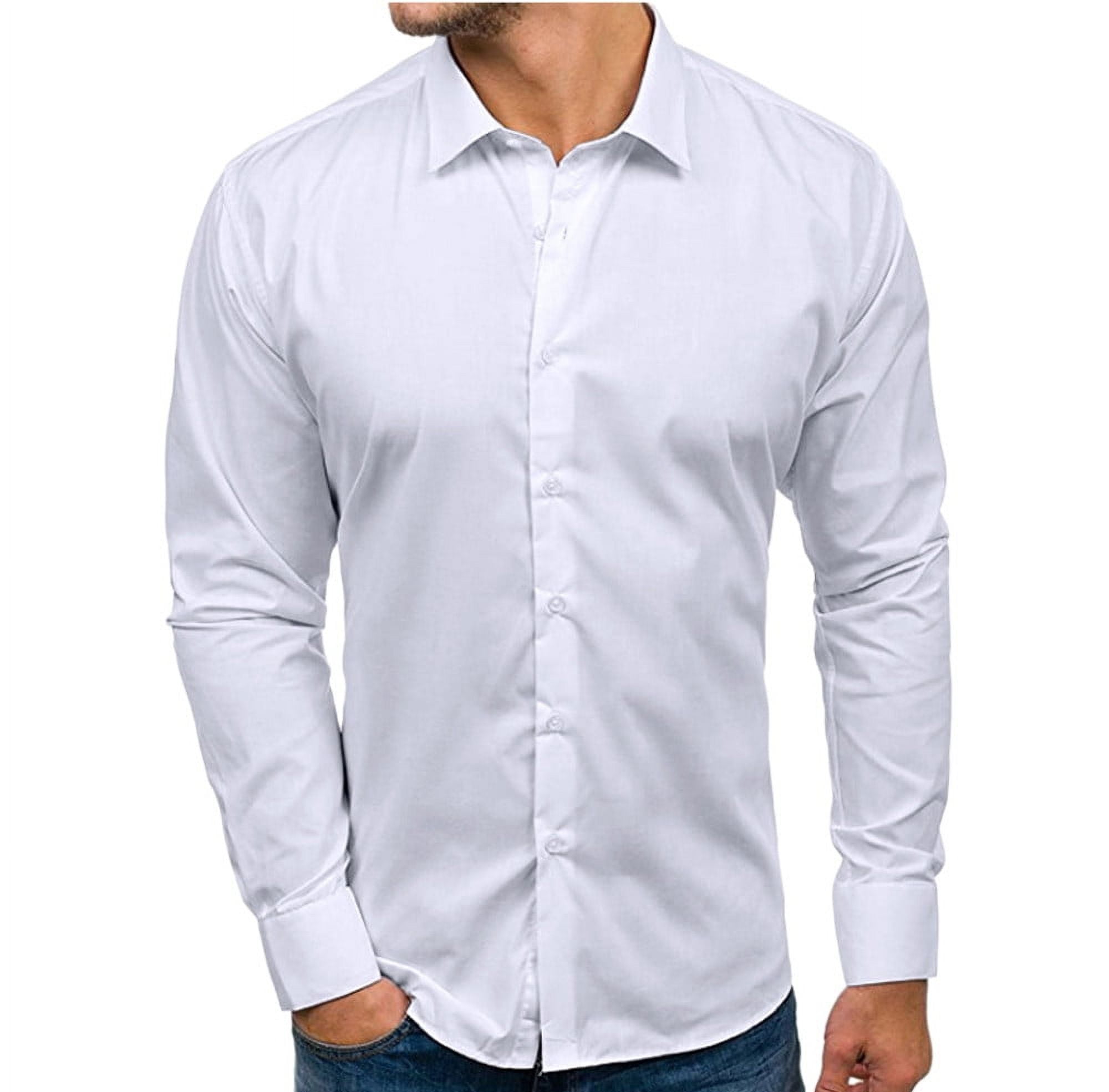 Kddylitq Men's Muscle Fit Dress Shirts Athletic Slim Fit Long Sleeve  Stretch Wrinkle-Free Casual Button Down Shirt White XL - Walmart.com