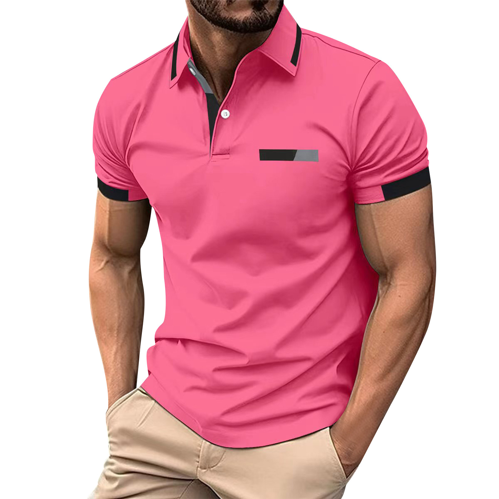 Kddylitq Men's Polo Shirts 2024 Short Sleeve Casual Polo T Shirt Color ...
