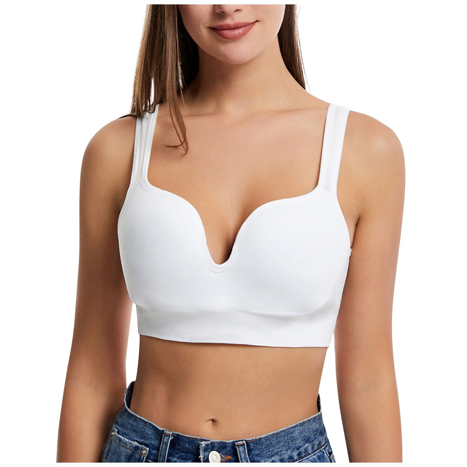 Kddylitq One Smooth U Wireless Bra Seamless No-Bulge Shapewear Bra Pullover Bralette with No