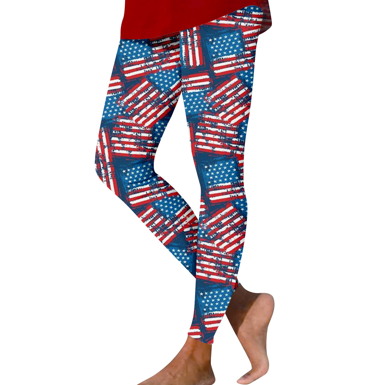 Kddylitq Slim-Leg Independence Day Leggings for Women Stars Striped ...