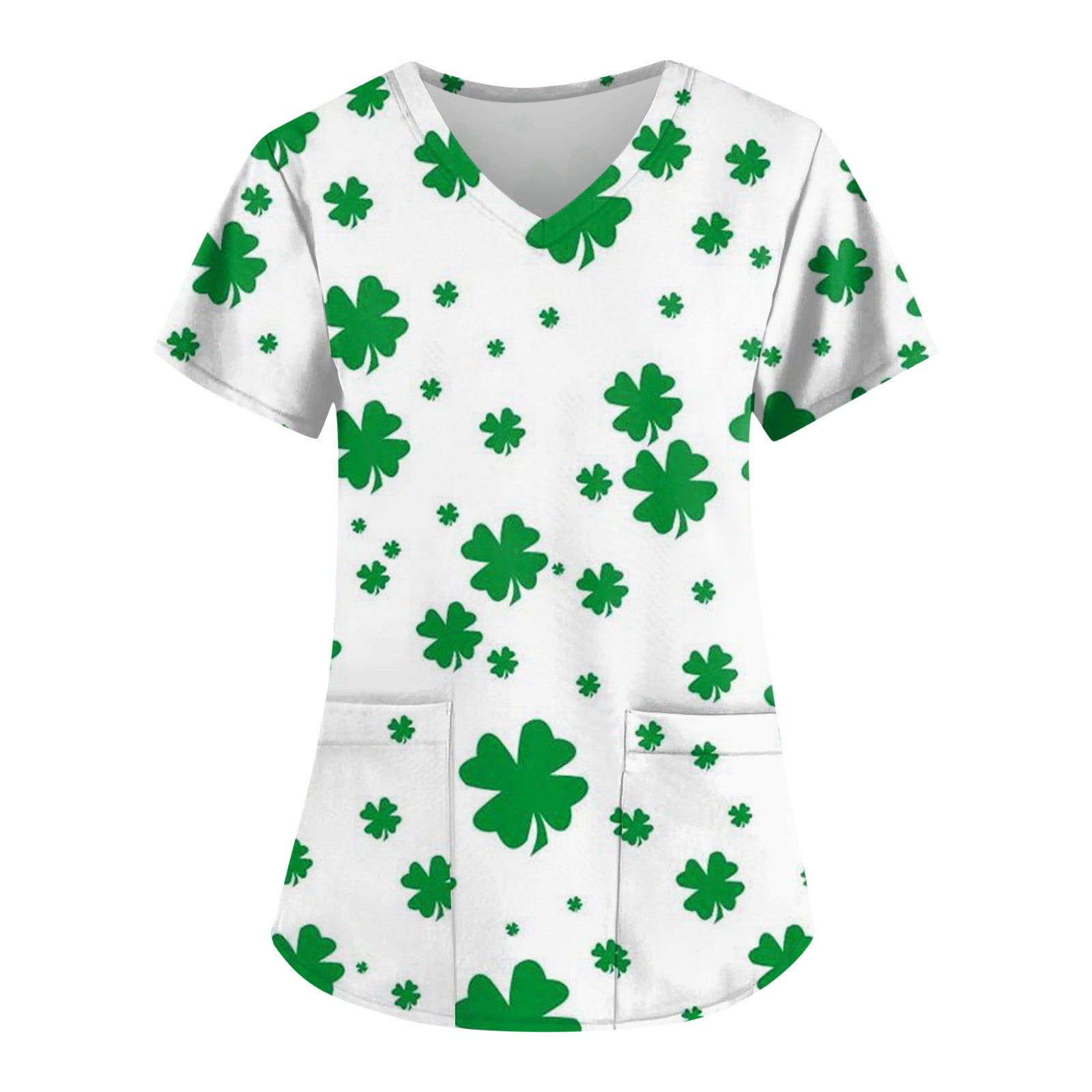 Kddylitq Womens St Patricks Day Lucky Green Scrub Tops Irish V Neck