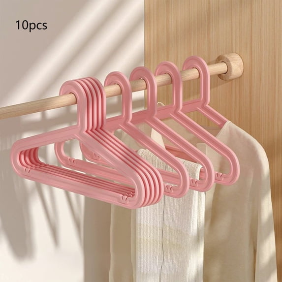 Kdkad 10-Pack Heavy Duty Hangers - Non-Slip Clothes Hanger Set with Slimmer Profile, Space Saving Serviceable Plastic Wardrobe Organizers