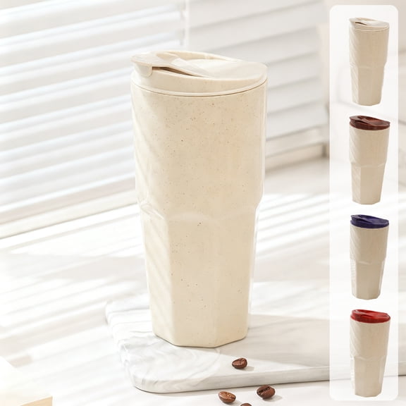 Kdkad 1000ml Leak Proof Plastic Travel Mug, Portable Car Mug, Purple Beige Red Brown Color Options, Drop Resistant Tumbler with Lid, Ideal for Commute, Office, Sports and Outdoor Activities