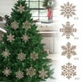 thumbnail image 1 of Kdkad 12-Pack Khaki Snowflake Christmas Tree Hanging Ornaments, 4 Inch Glittered Xmas Tree Decorations, Shatterproof Holiday Party DIY Set, Iridescent Frosted Sparkle Accents, 1 of 7