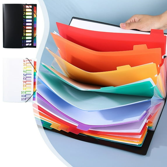 Kdkad 12-Pocket Expanding File Organizer - Rainbow Color-Coded Accordion Folder with Tabs, Letter Size Document Storage for Office & Tax Papers (Serviceable )​​