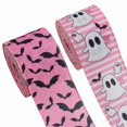 thumbnail image 1 of Kdkad 180In Halloween Ribbon, Pinky Ghost Bats Ribbon for Gift Wrapping, Party DIY Crafts Floral Home Halloween Bow Decoration, 1 of 7