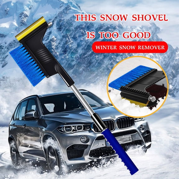 Kdkad 33.8 Inch Extendable Car Snow Brush with Detachable, Wide Ice Scraper, Head for Windshield & Paint Safety, Lightweight Body, Ergonomic Grip, Ideal for Cars SUV & Small Trucks