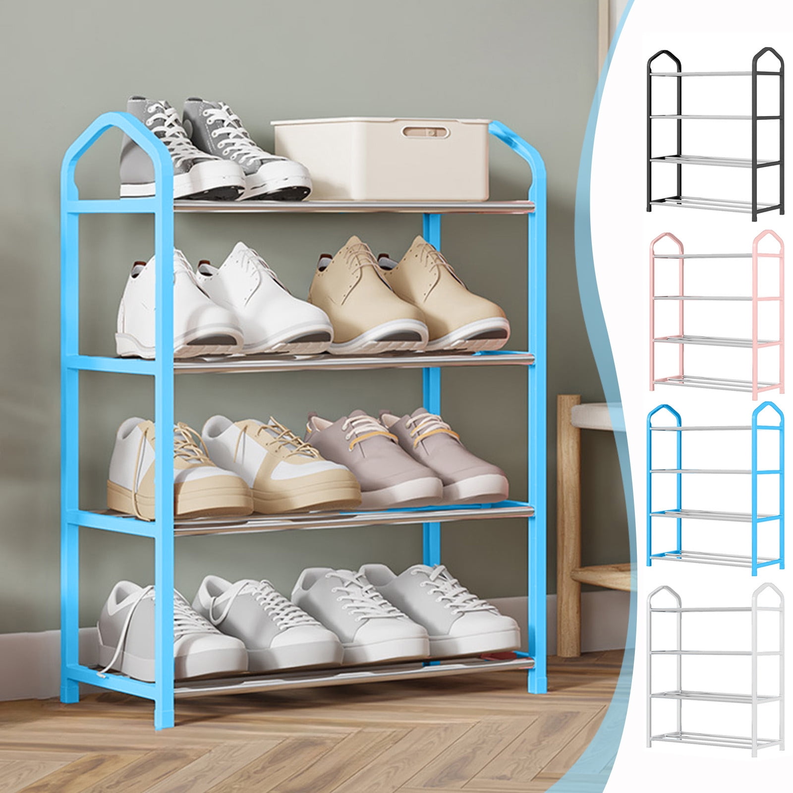 Kdkad 4-Tier Metal Shoe Rack Organizer - Sturdy Space-Saving Shelves ...