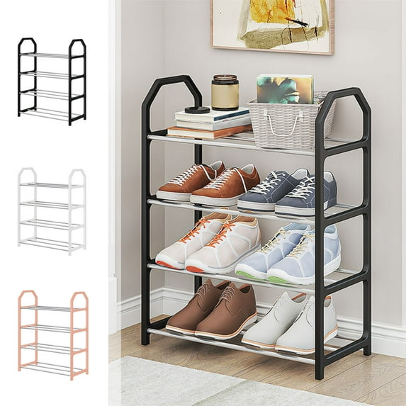 Kdkad 4-Tier Stainless Steel Shoe Rack Organizer - Space Saving Storage Shelf for Entryway, Bedroom, Closet, Dorm Room - Easy Assembly