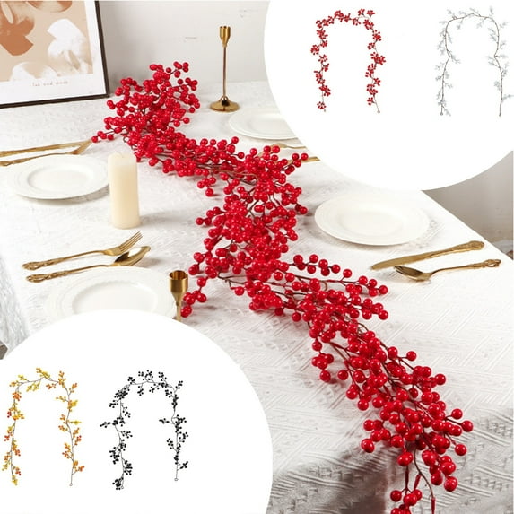 Kdkad 69 Inch Artificial Christmas Rattan Garland with Red Berries - Realistic Winding Vine for Holiday Wreaths, Mantle & Door Decor