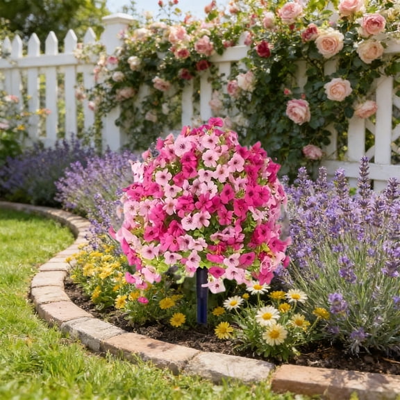 Kdkad Artificial Flowers for Outdoors, 17.7 Inch UV-Resistant Artificial Violets, All-Weather & Fade-Proof Bushes for Garden ers, Window Box, Patio & Home Decor