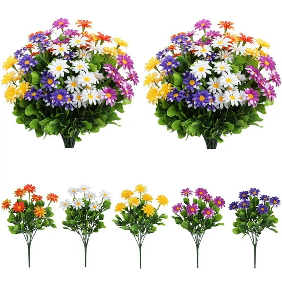 Kdkad Artificial Flowers for Outdoors, 11.8 Inch Artificial Daisy Bushes, UV-Resistant & Colorful Spring s for Window Box, er & Garden Decor