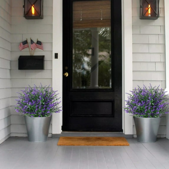 Kdkad Artificial Lavender Hanging Plants - UV Resistant Outdoor/Indoor ArtificialGreenery for Porches, Gardens & Terraces, Lifelike Country Decor for Weddings, Farmhouse, Patio (Weatherproof)